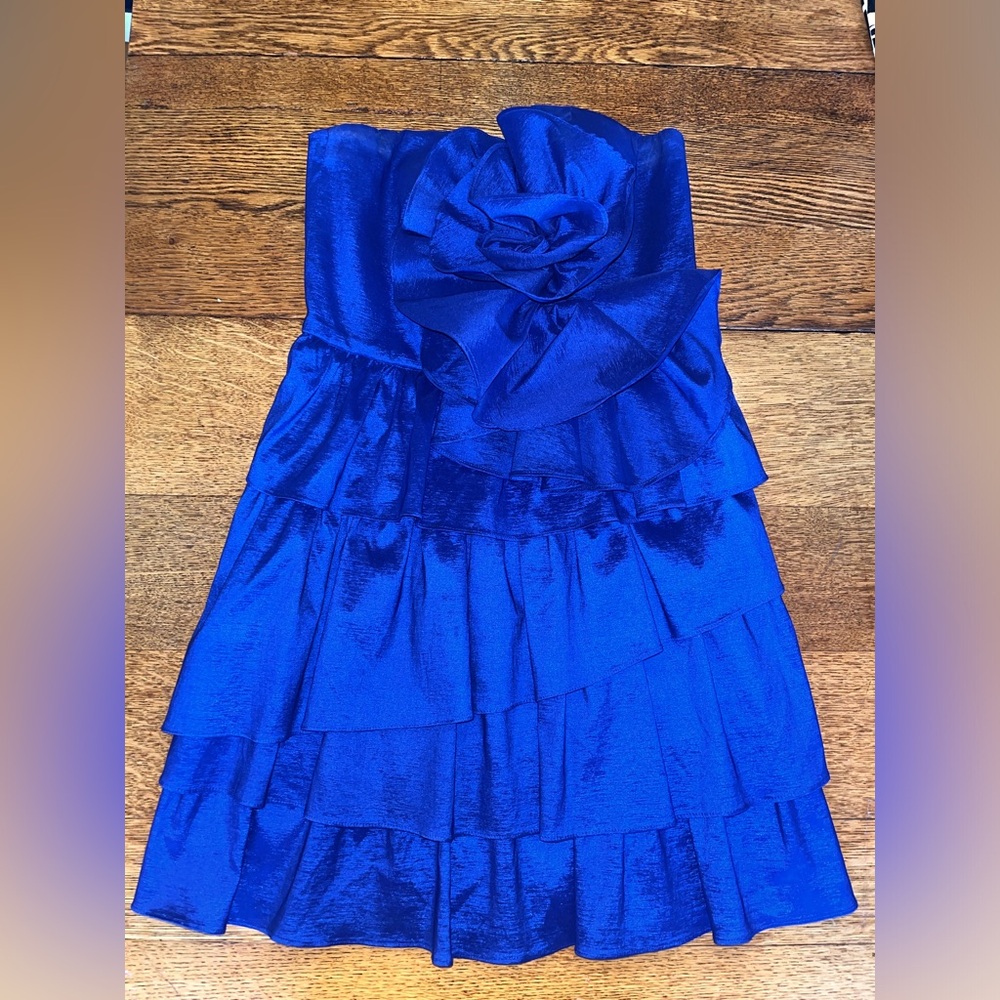 Blue sleeveless Tiered Ruffled party homecoming prom formal cocktail mini dress